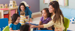 Teacher with children