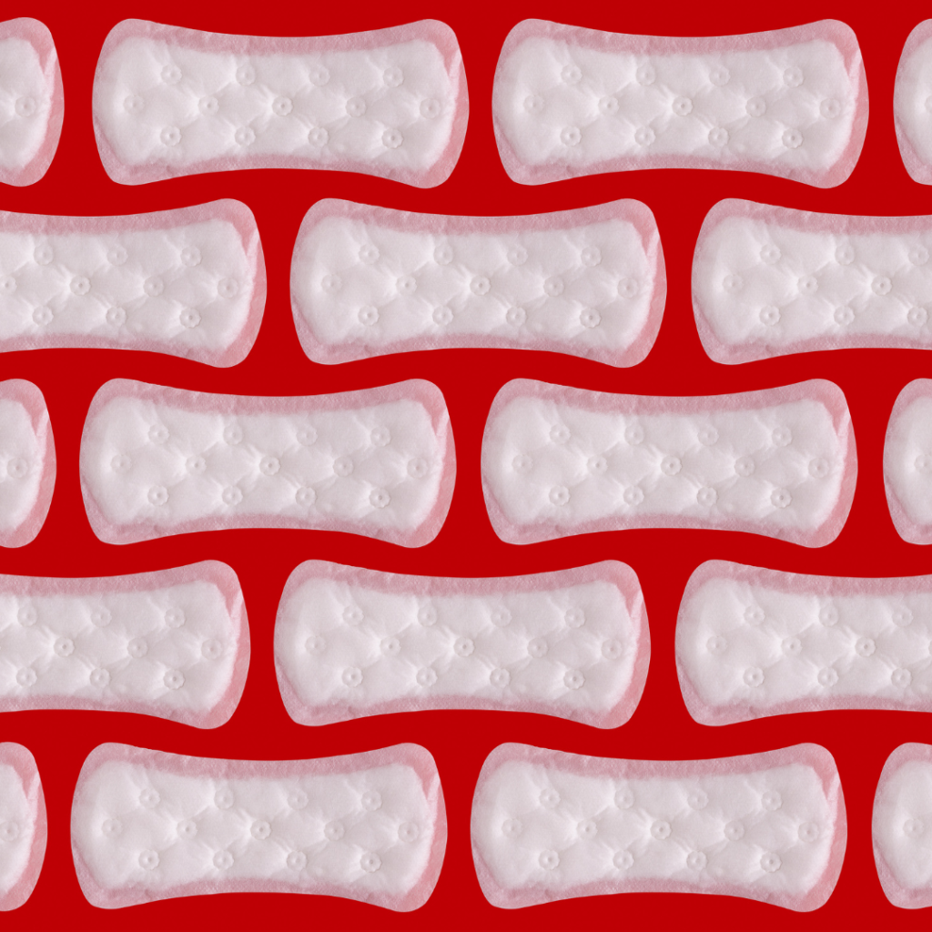 Sanitary pads on a red background