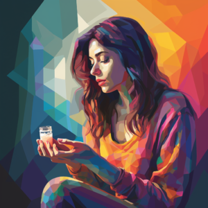Illustration of a woman taking a pill
