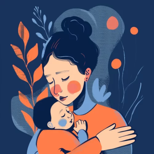 meghansol0_illustration_of_woman_with_baby_looking_very_sad_pos_5e21d6ed-8e98-4645-b0bd-0d088868332d